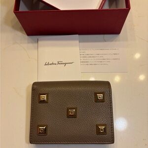Salvatore Ferragamo Leather Studs Bi-fold Woman Wallet
